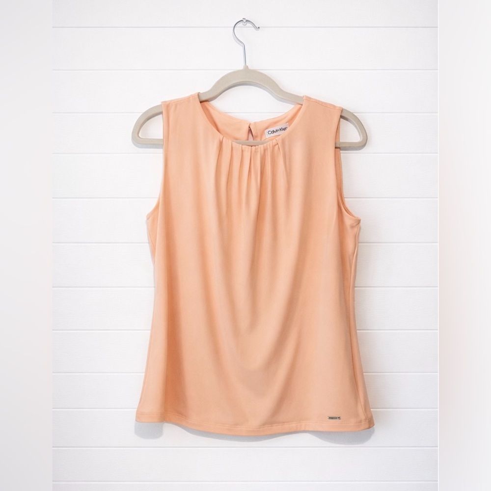 Calvin Klein Soft Pastel Peach Sleeveless Blouse